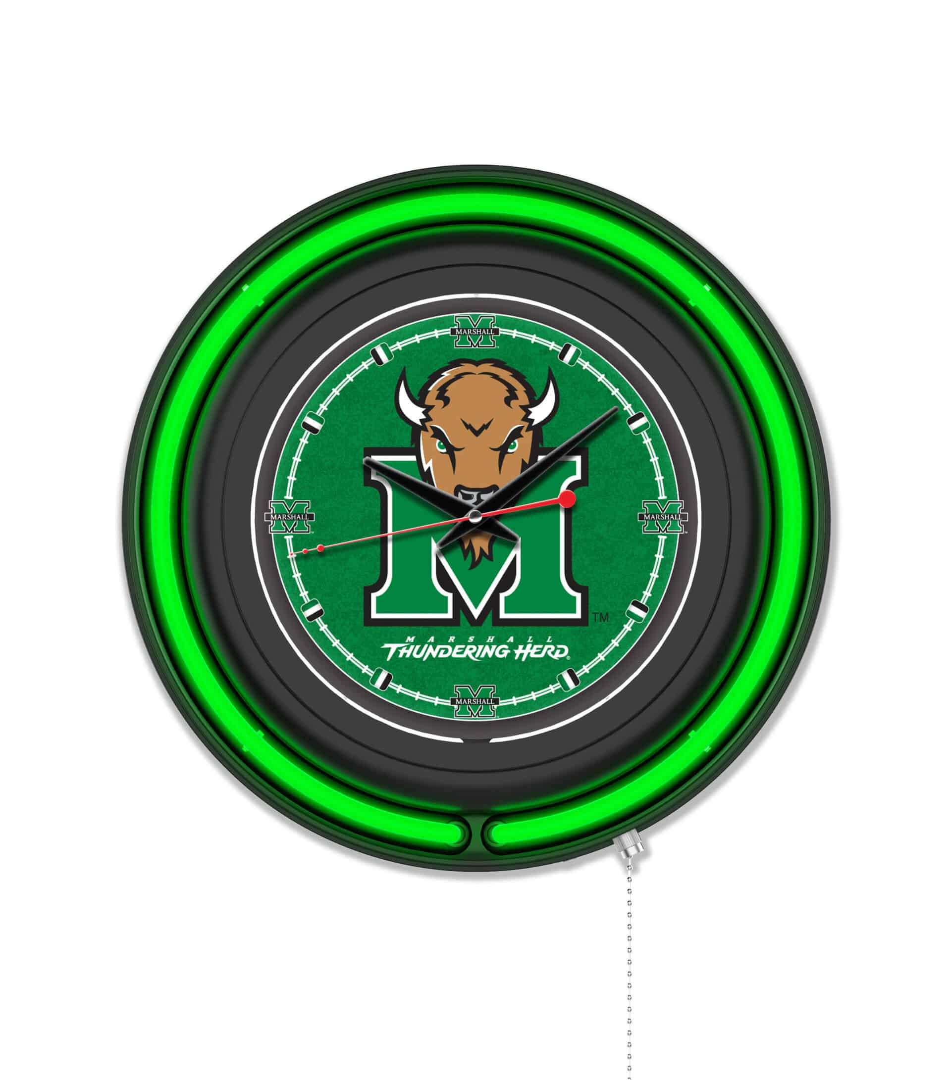 Marshall University 15-Inch Neon Logo Clock in Black 6 Marshall University 15-Inch Neon Logo Clock in Black