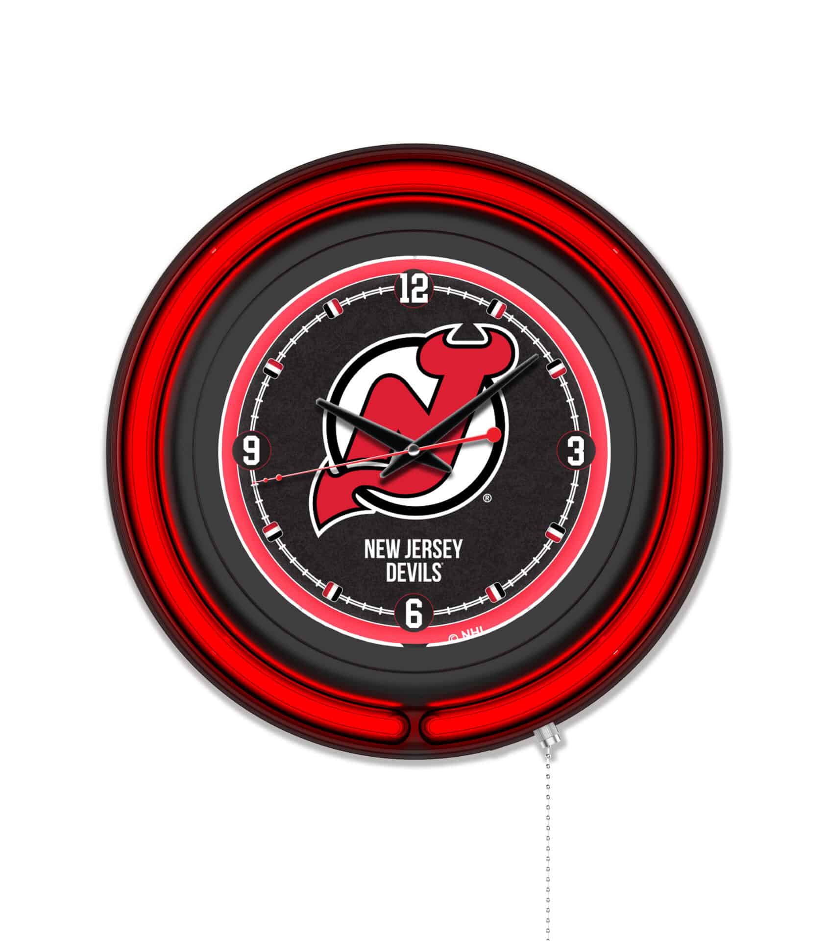 New Jersey Devils 15-Inch Neon Logo Clock in Black 1 New Jersey Devils 15-Inch Neon Logo Clock in Black