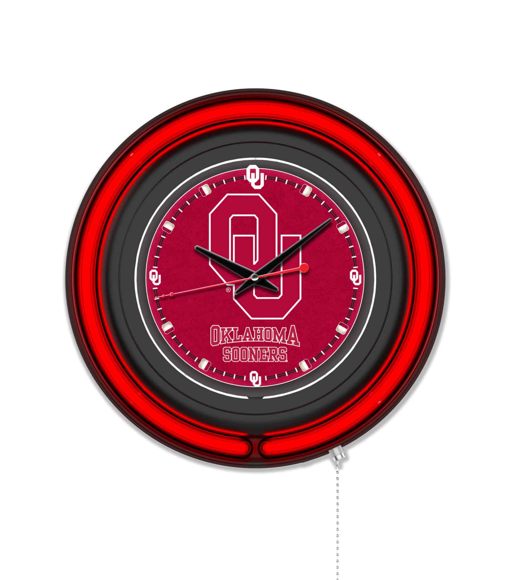 Oklahoma University 15-Inch Neon Logo Clock in Black 1 Oklahoma University 15-Inch Neon Logo Clock in Black