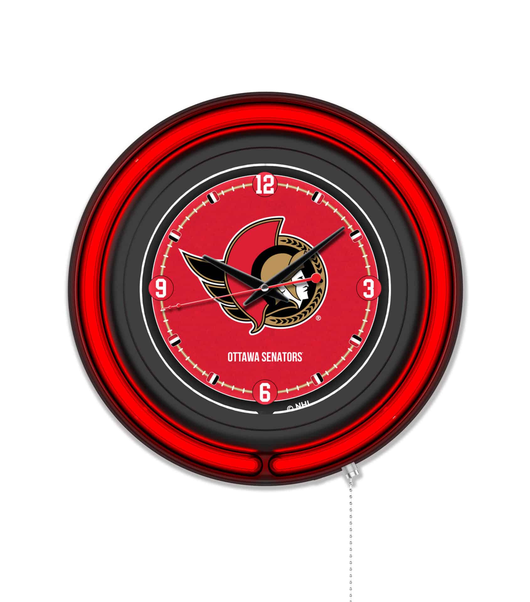 Ottawa Senators 15-Inch Neon Logo Clock in Black 1 Ottawa Senators 15-Inch Neon Logo Clock in Black