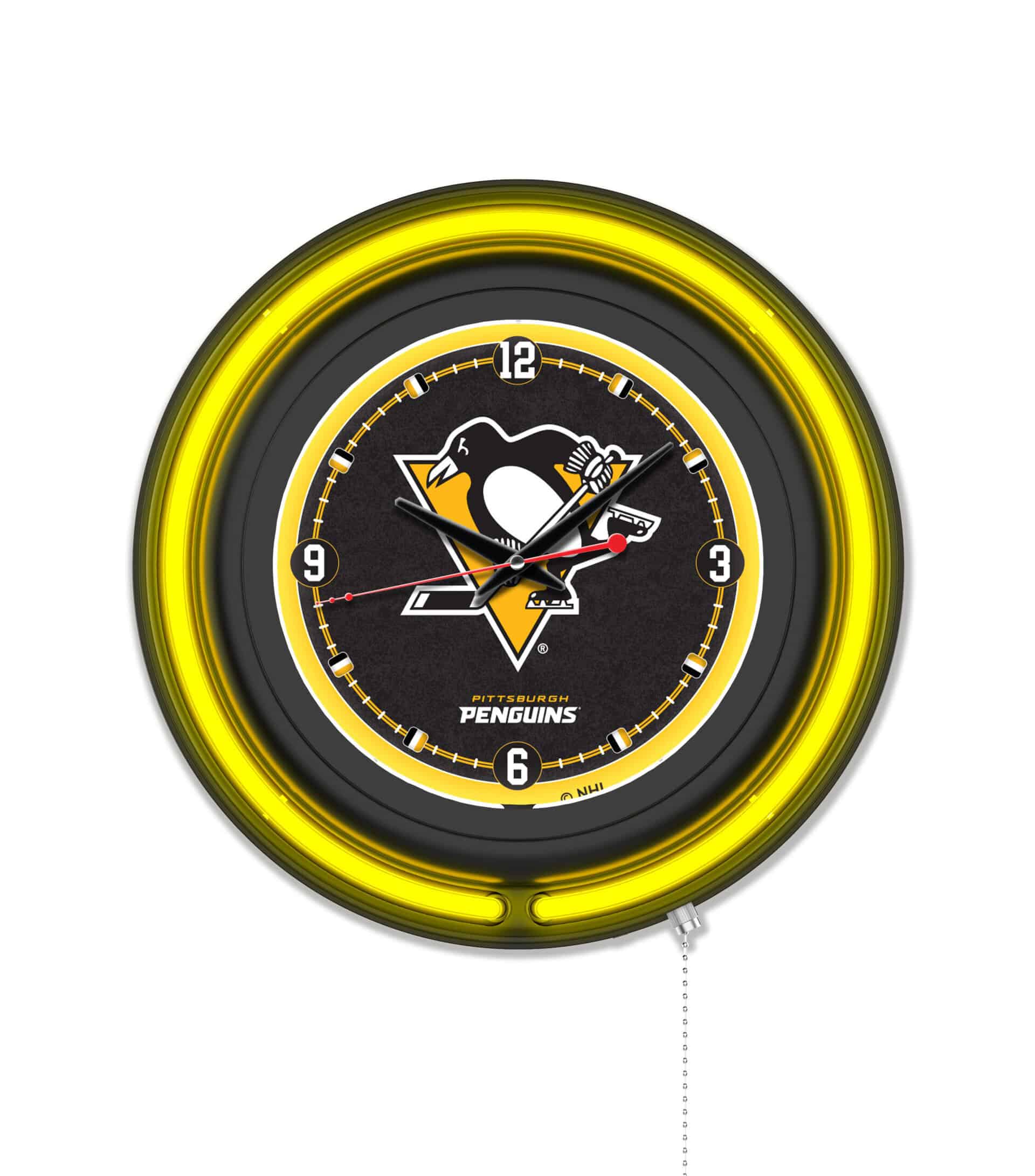 Pittsburgh Penguins 15-Inch Neon Logo Clock in Black 6 Pittsburgh Penguins 15-Inch Neon Logo Clock in Black
