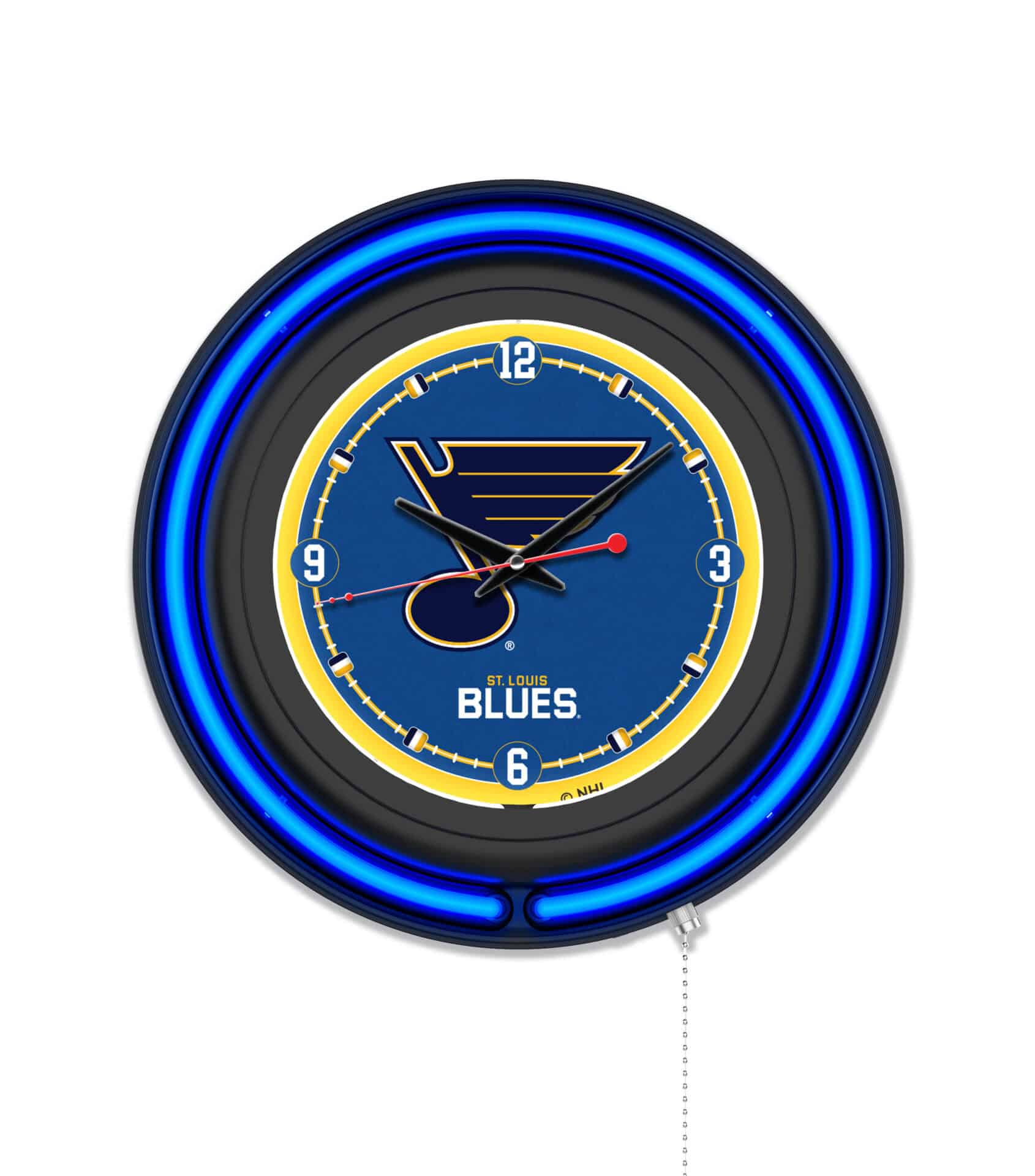 St Louis Blues 15-Inch Neon Logo Clock in Black 1 St Louis Blues 15-Inch Neon Logo Clock in Black