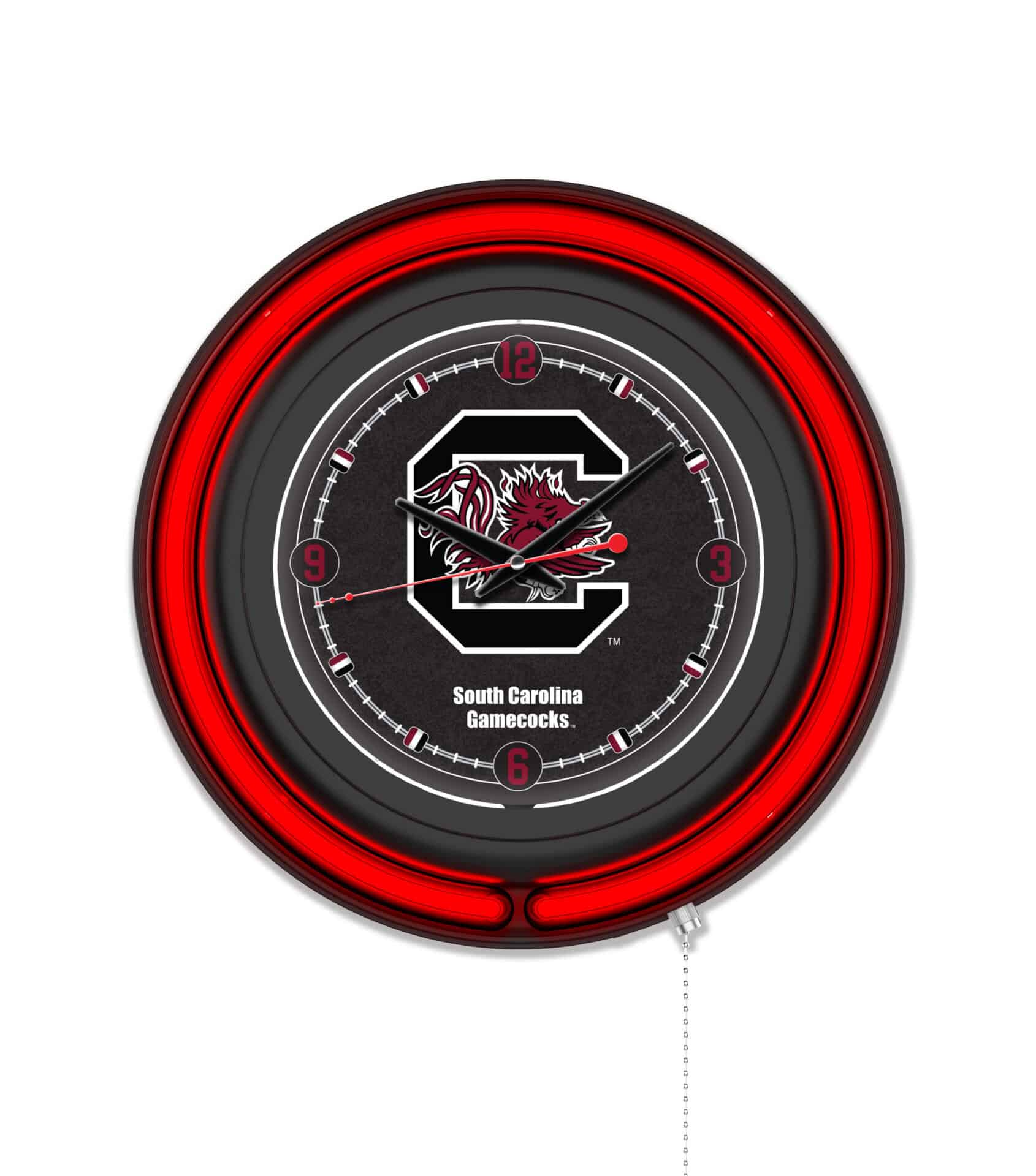 University of South Carolina 15-Inch Neon Logo Clock in Black 1 University of South Carolina 15-Inch Neon Logo Clock in Black