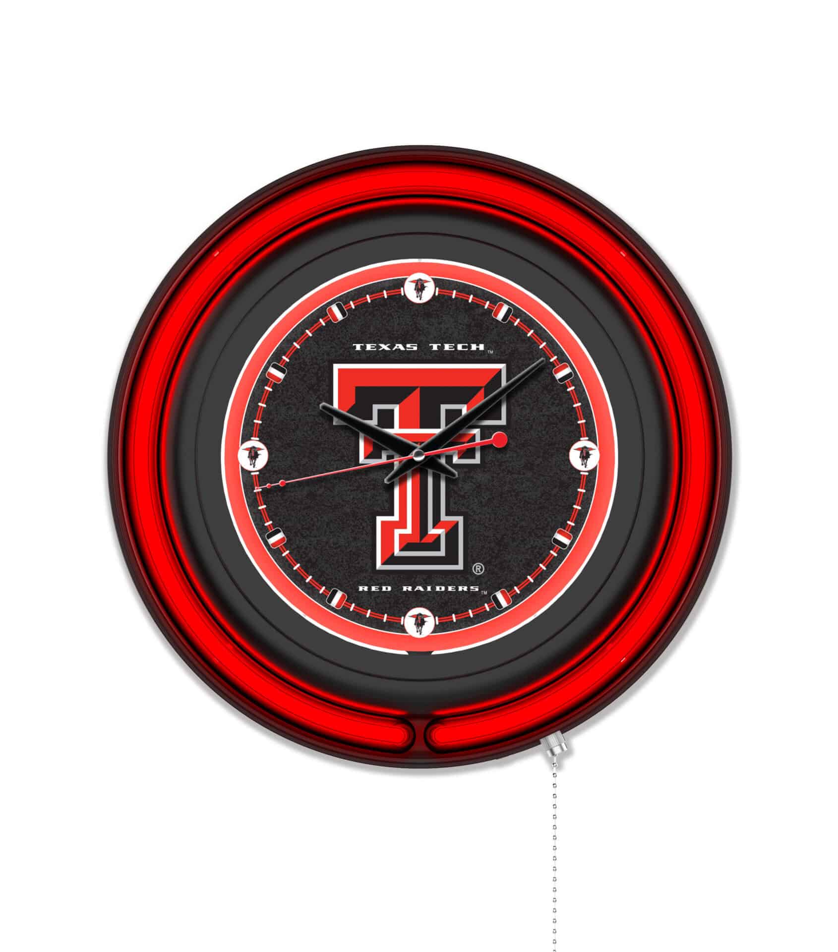 Texas Tech University 15-Inch Neon Logo Clock in Black 1 Texas Tech University 15-Inch Neon Logo Clock in Black