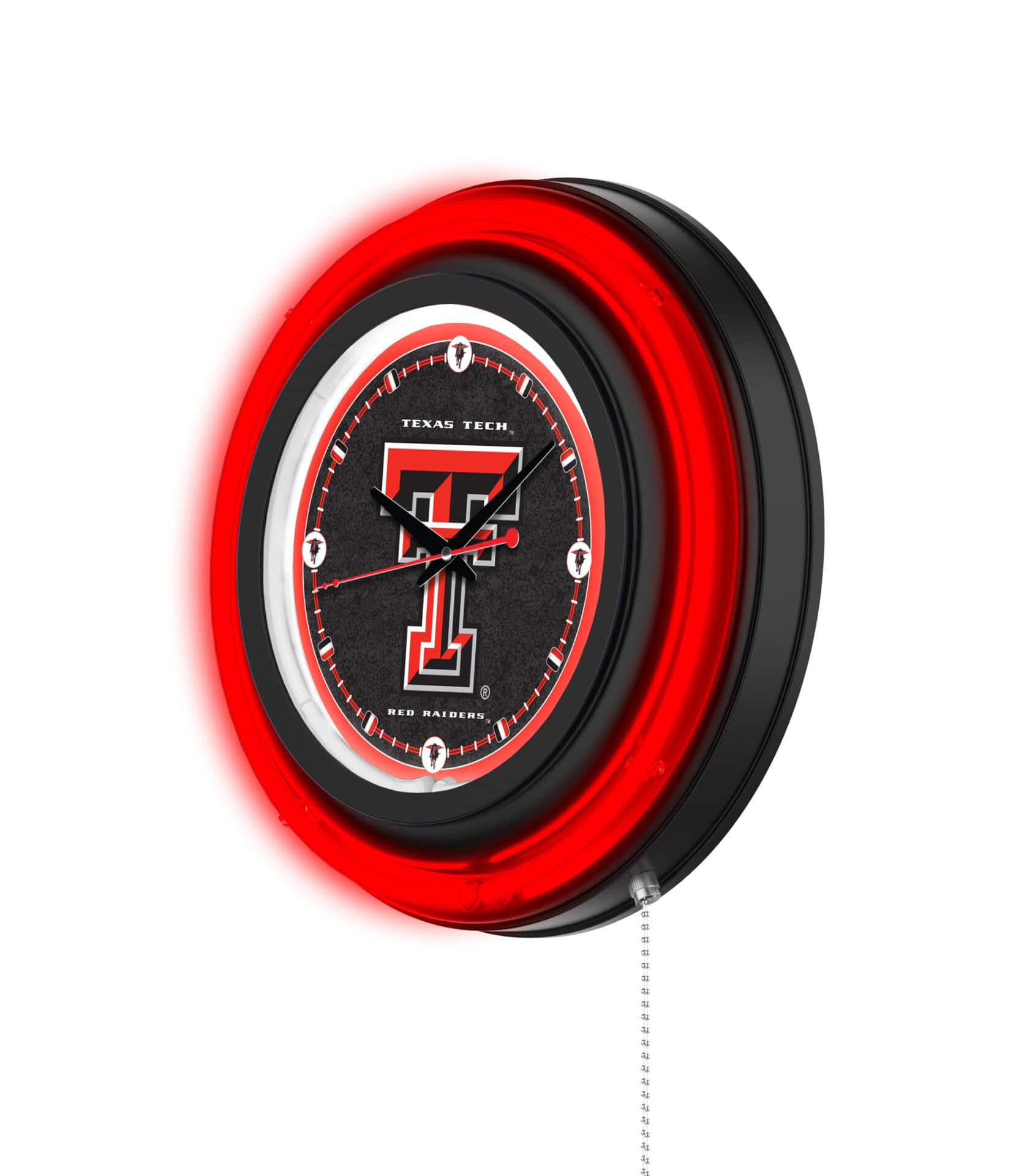 Texas Tech University 15-Inch Neon Logo Clock in Black 2 Texas Tech University 15-Inch Neon Logo Clock in Black - Image 2