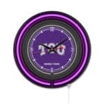 Texas Christian University 15-Inch Neon Logo Clock in Black