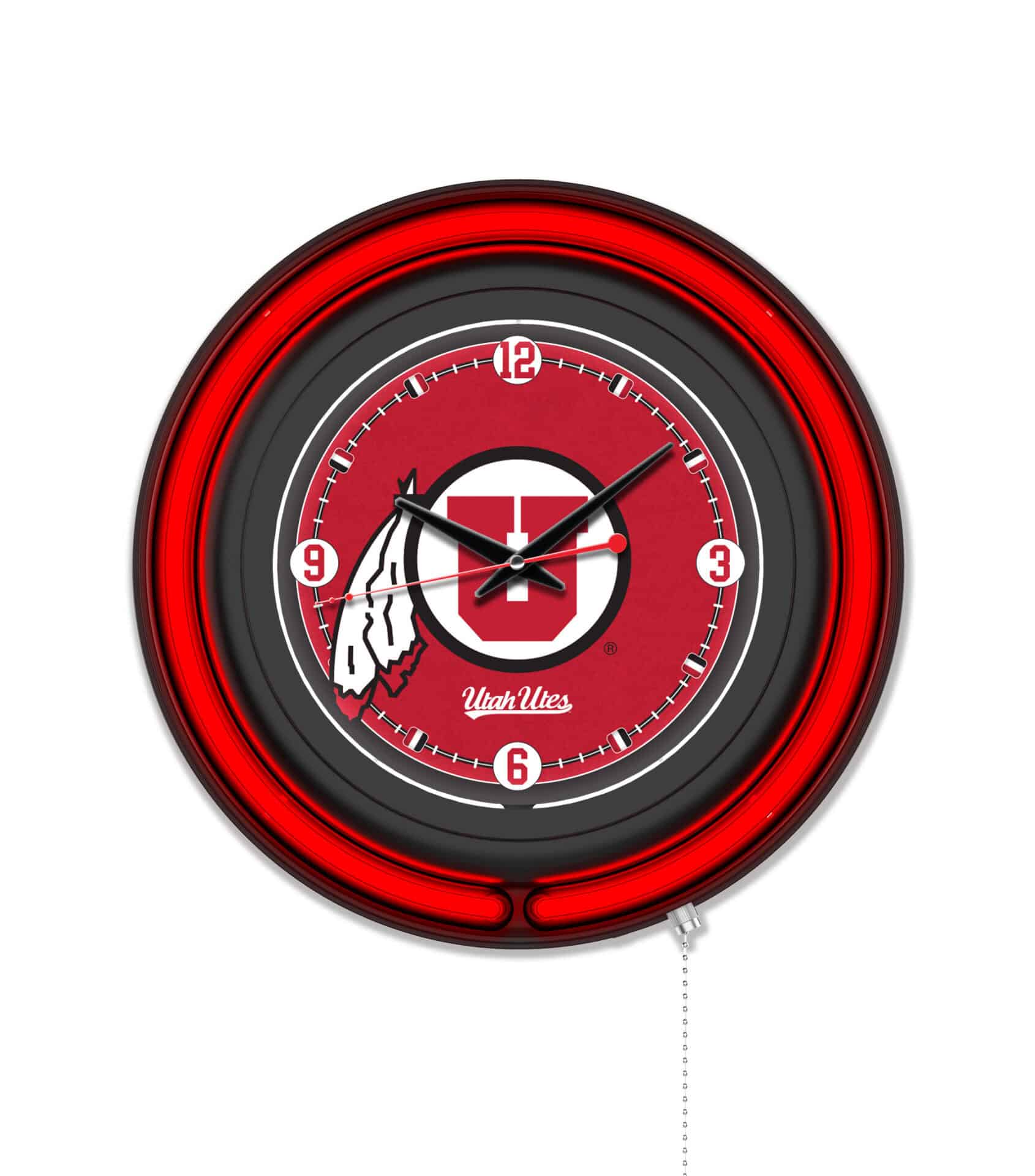 University of Utah 15-Inch Neon Logo Clock in Black 1 University of Utah 15-Inch Neon Logo Clock in Black