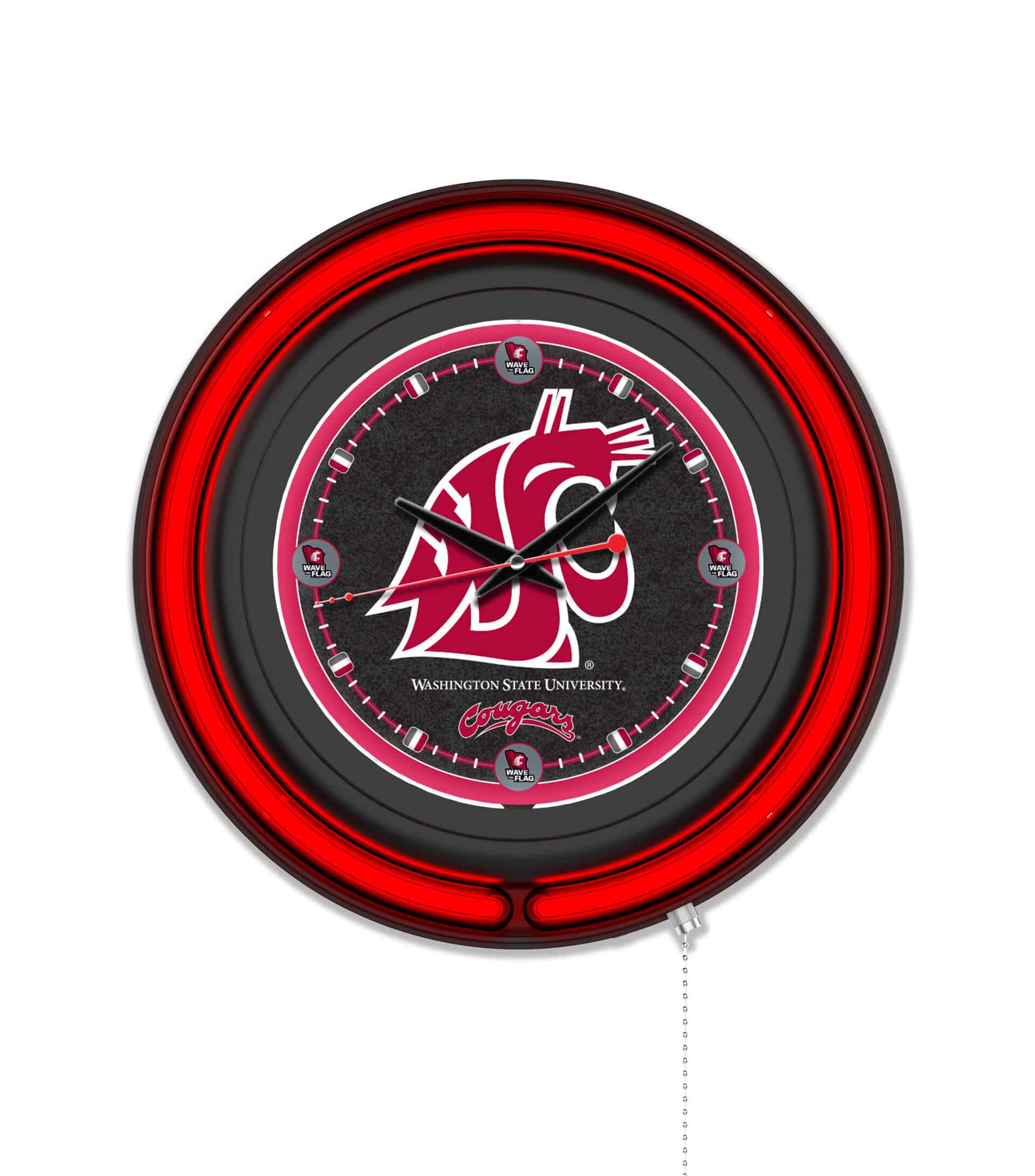Washington State University 15-Inch Neon Logo Clock in Black 6 Washington State University 15-Inch Neon Logo Clock in Black