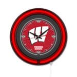 University of Wisconsin (W) 15-Inch Neon Logo Clock in Black 6 University of Wisconsin (W) 15-Inch Neon Logo Clock in Black