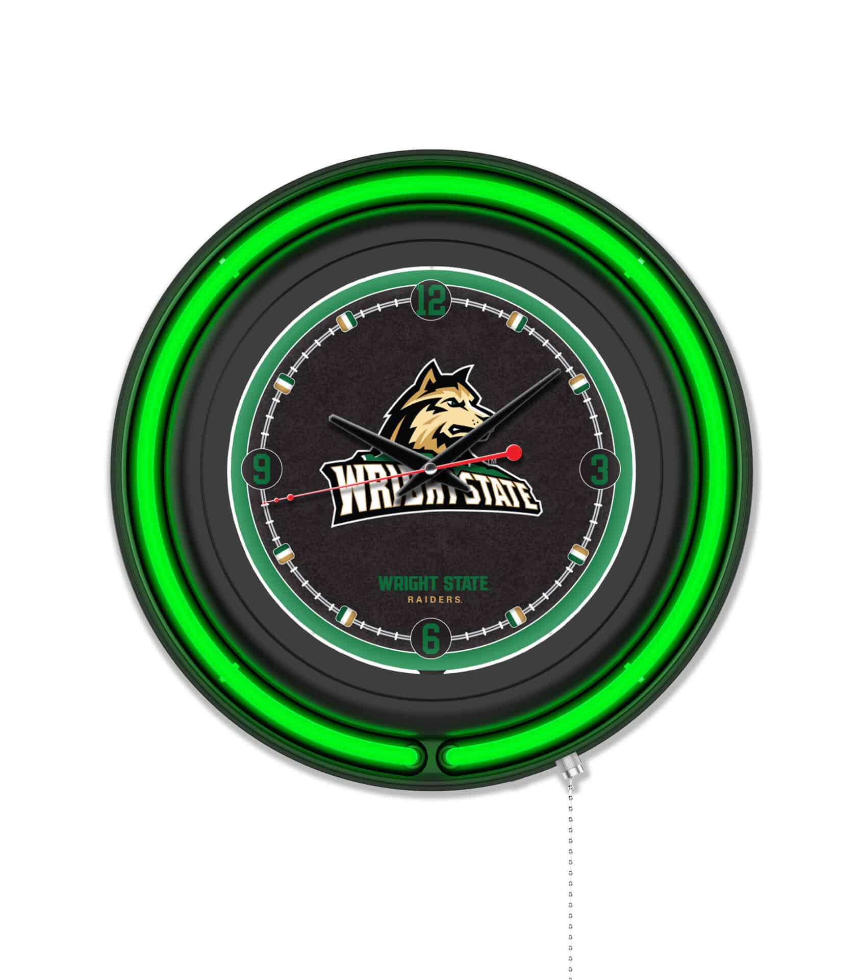 Wright State University 15-Inch Neon Logo Clock in Black 1 Wright State University 15-Inch Neon Logo Clock in Black