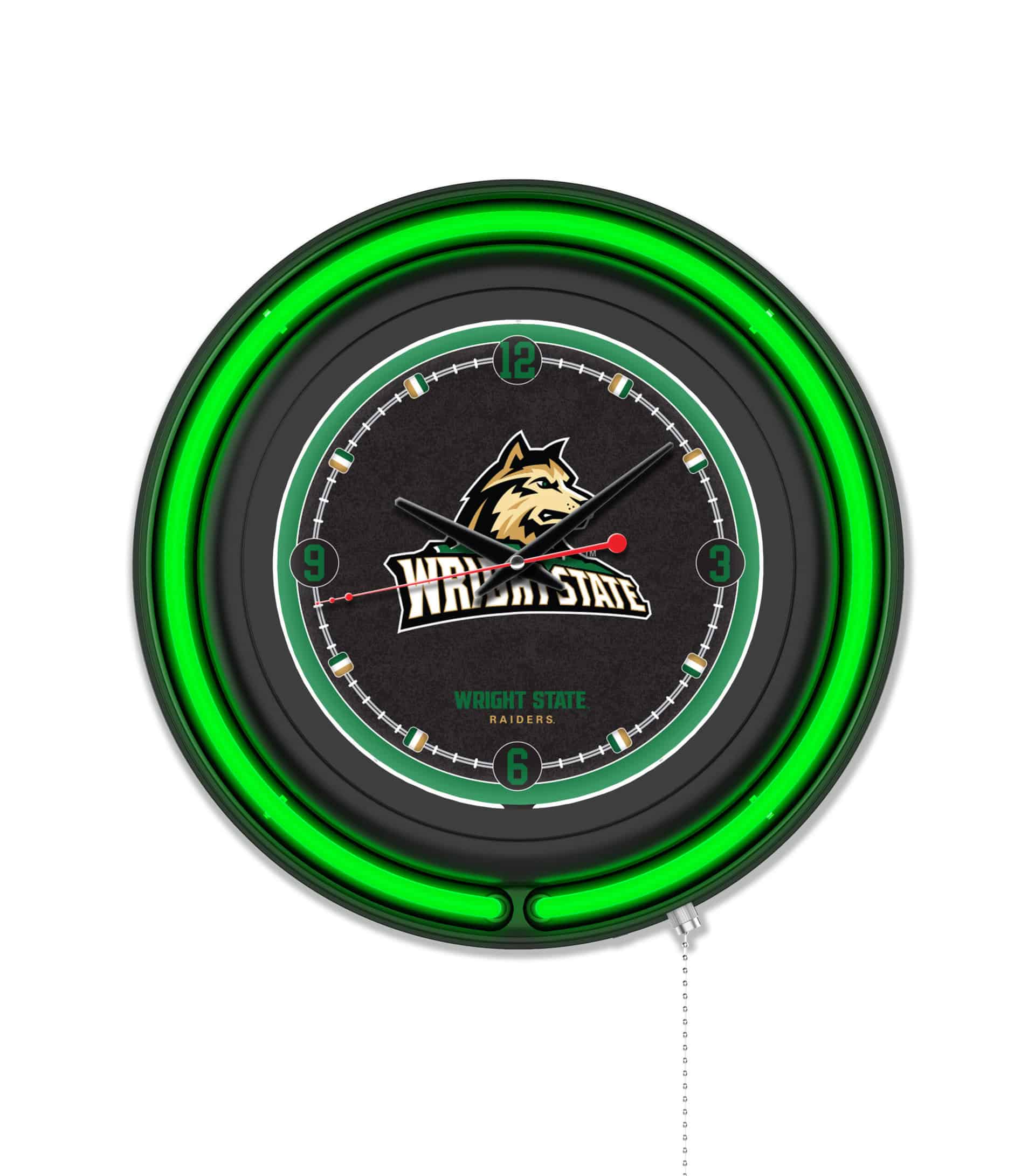 Wright State University 15-Inch Neon Logo Clock in Black 6 Wright State University 15-Inch Neon Logo Clock in Black