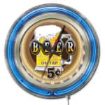 Beer 5 Cents 15-Inch Neon Logo Clock in Chrome 6 Beer 5 Cents 15-Inch Neon Logo Clock in Chrome