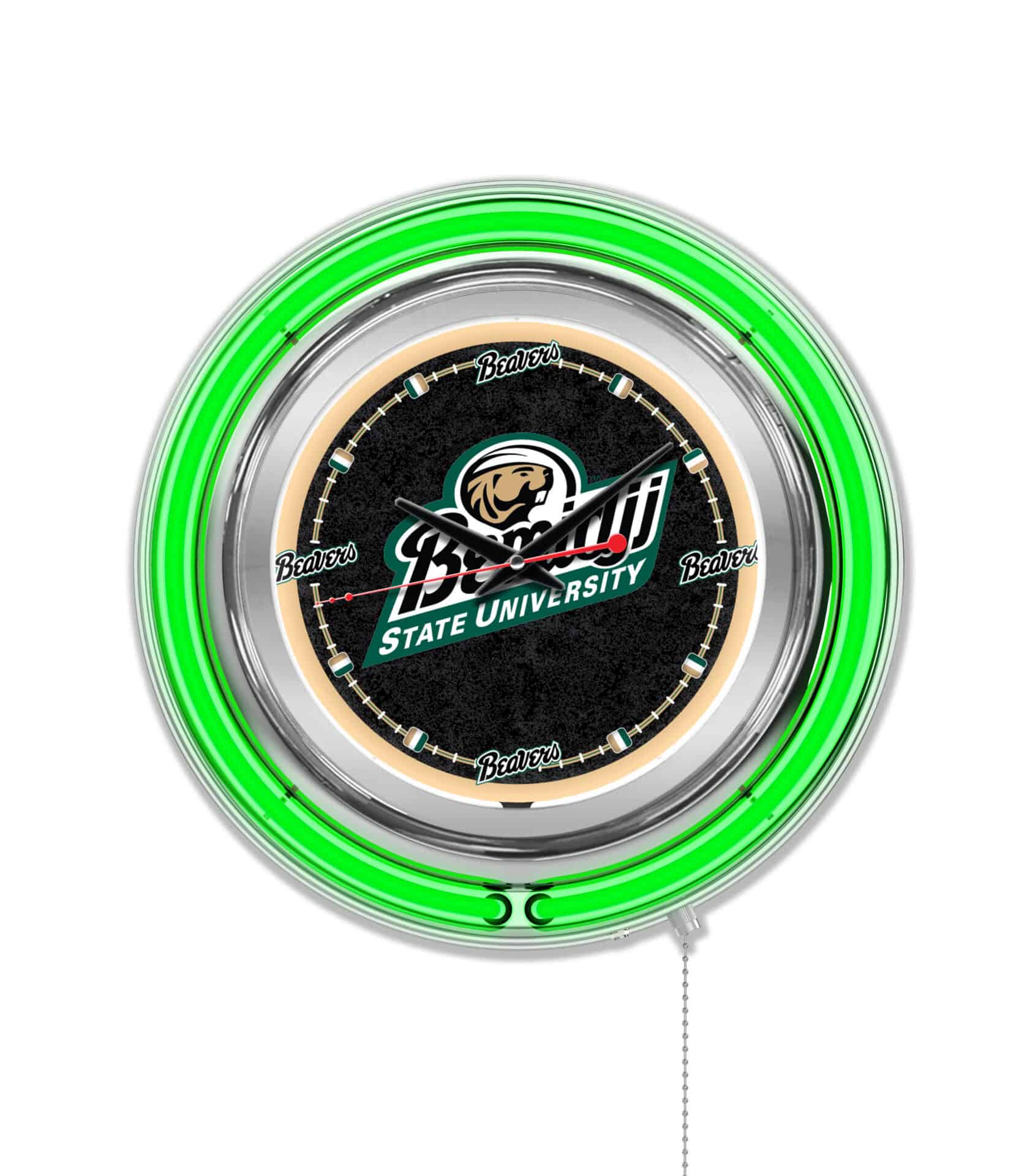 Bemidji State University 15-Inch Neon Logo Clock in Chrome 1 Bemidji State University 15-Inch Neon Logo Clock in Chrome