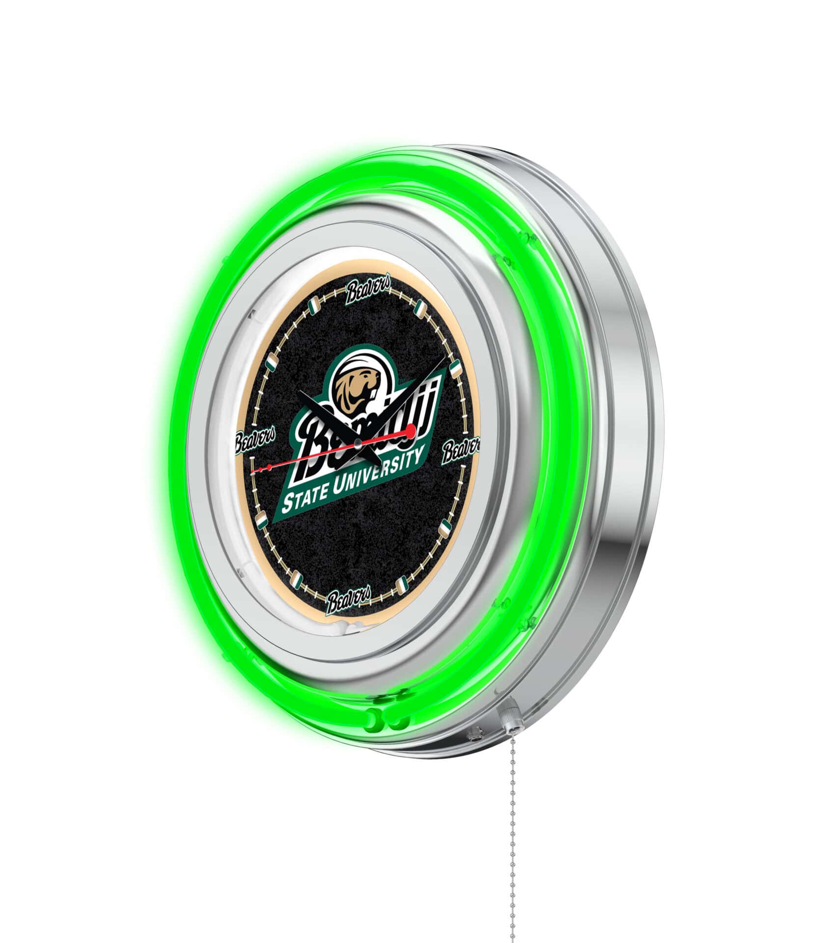Bemidji State University 15-Inch Neon Logo Clock in Chrome 2 Bemidji State University 15-Inch Neon Logo Clock in Chrome - Image 2