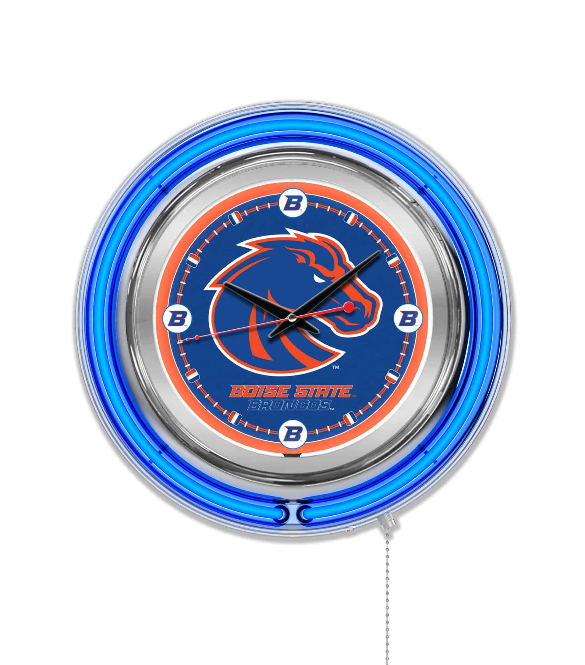 Boise State University 15-Inch Neon Logo Clock in Chrome 6 Boise State University 15-Inch Neon Logo Clock in Chrome