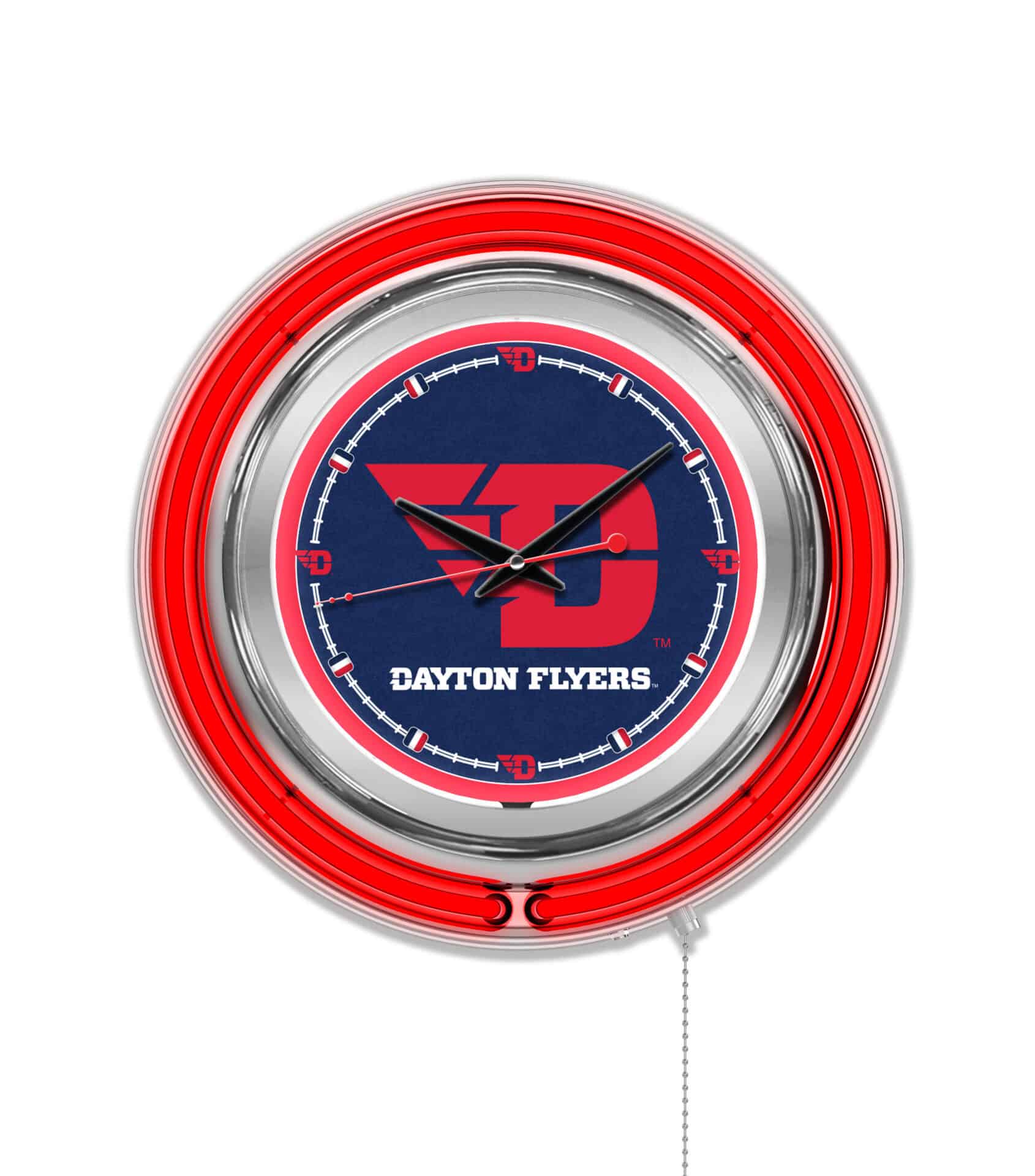 University of Dayton 15-Inch Neon Logo Clock in Chrome 1 University of Dayton 15-Inch Neon Logo Clock in Chrome