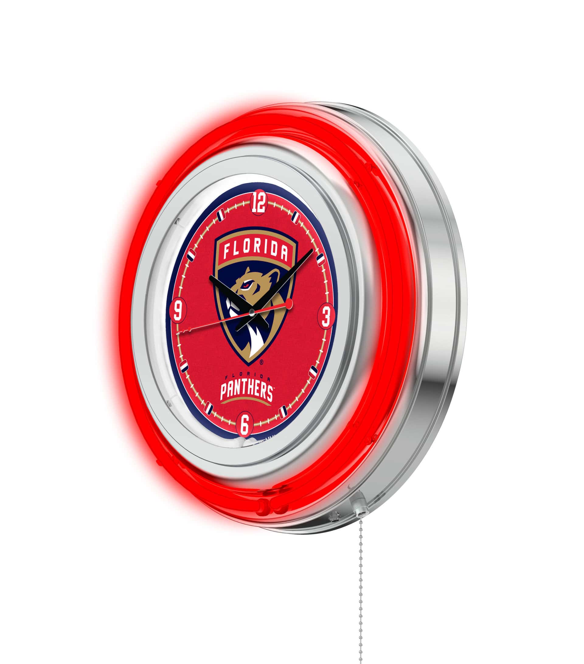 Florida Panthers 15-Inch Neon Logo Clock in Chrome 7 Florida Panthers 15-Inch Neon Logo Clock in Chrome