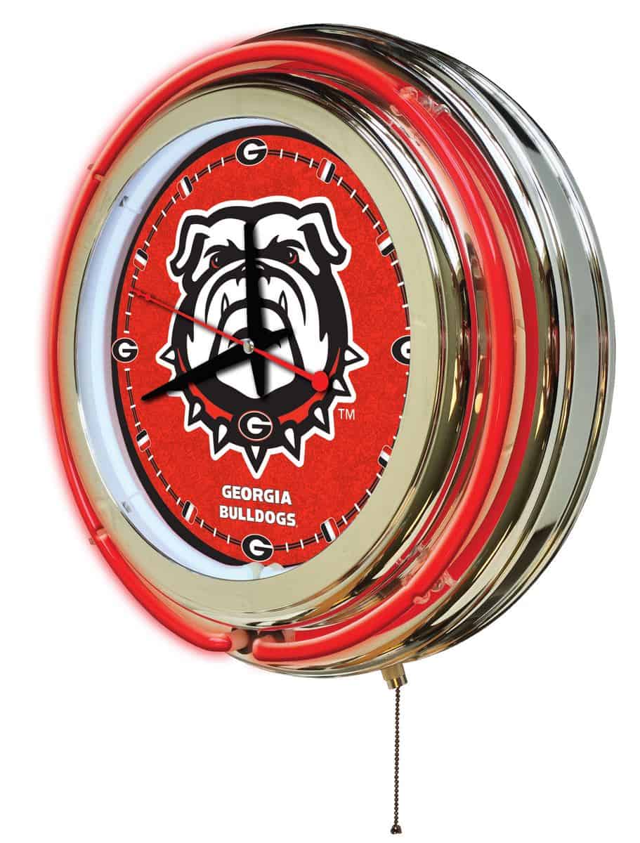 University of Georgia (Bulldog) 15-Inch Neon Logo Clock in Chrome 2 University of Georgia (Bulldog) 15-Inch Neon Logo Clock in Chrome - Image 2