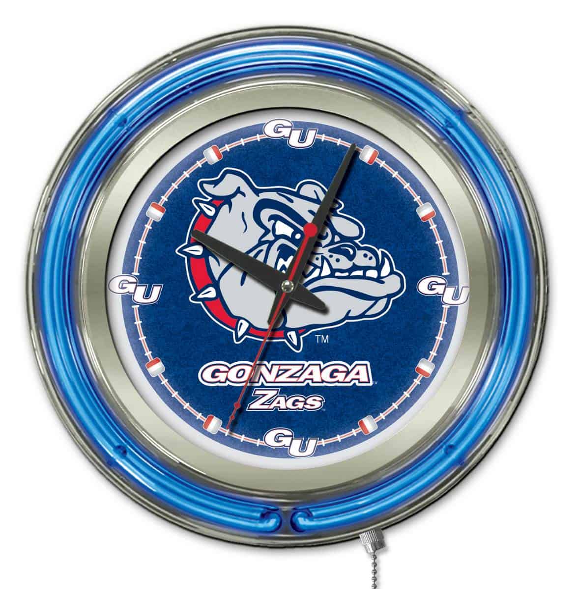 Gonzaga 15-Inch Neon Logo Clock in Chrome 1 Gonzaga 15-Inch Neon Logo Clock in Chrome