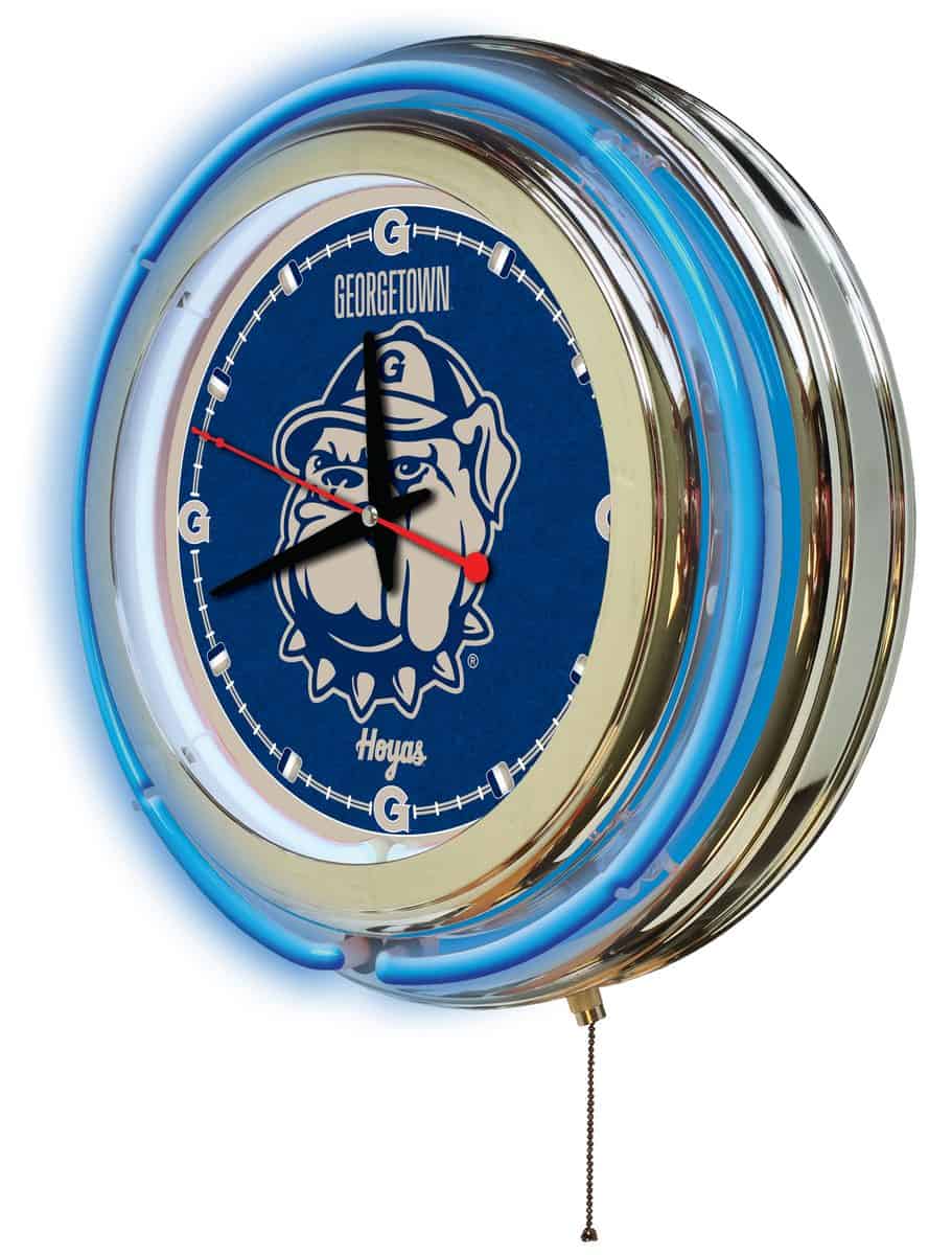 Georgetown University 15-Inch Neon Logo Clock in Chrome 2 Georgetown University 15-Inch Neon Logo Clock in Chrome - Image 2