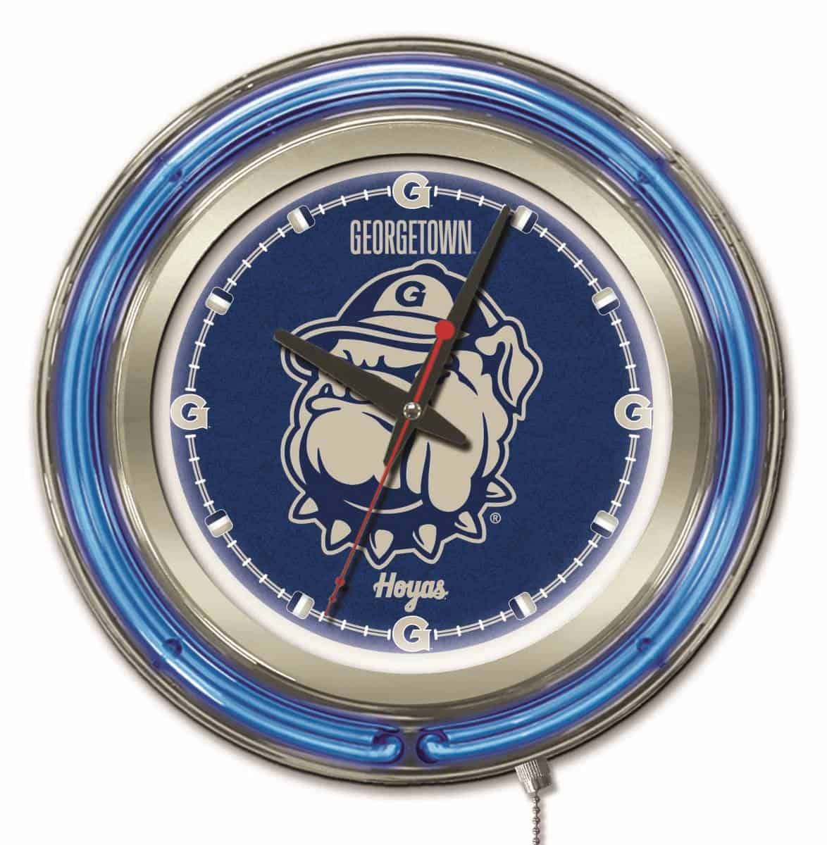 Georgetown University 15-Inch Neon Logo Clock in Chrome 1 Georgetown University 15-Inch Neon Logo Clock in Chrome