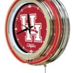 University of Houston 15-Inch Neon Logo Clock in Chrome