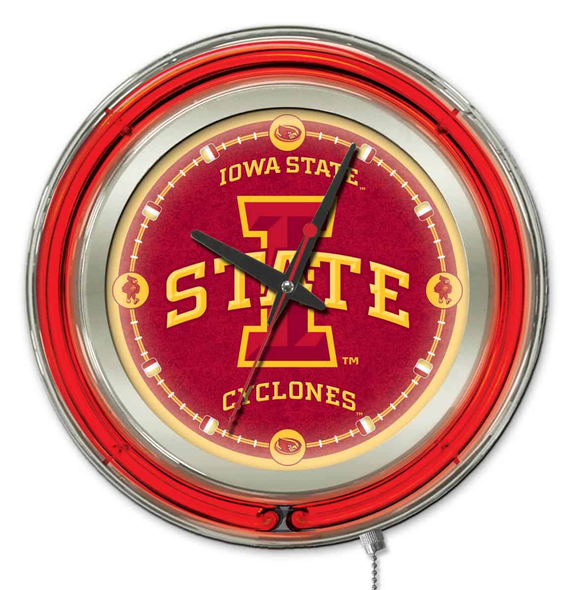 Iowa State University 15-Inch Neon Logo Clock in Chrome 1 Iowa State University 15-Inch Neon Logo Clock in Chrome