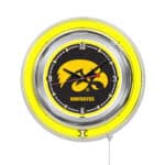 University of Iowa 15-Inch Neon Logo Clock in Chrome