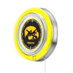 University of Iowa 15-Inch Neon Logo Clock in Chrome