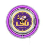 Louisiana State University 15-Inch Neon Logo Clock in Chrome