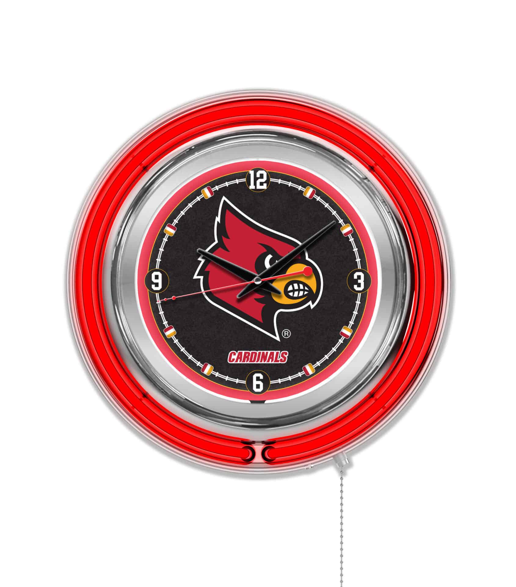 University of Louisville 15-Inch Neon Logo Clock in Chrome 1 University of Louisville 15-Inch Neon Logo Clock in Chrome