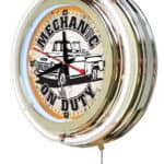 Mechanic on Duty 15-Inch Neon Logo Clock in Chrome 7 Mechanic on Duty 15-Inch Neon Logo Clock in Chrome