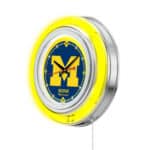 University of Michigan 15-Inch Neon Logo Clock in Chrome
