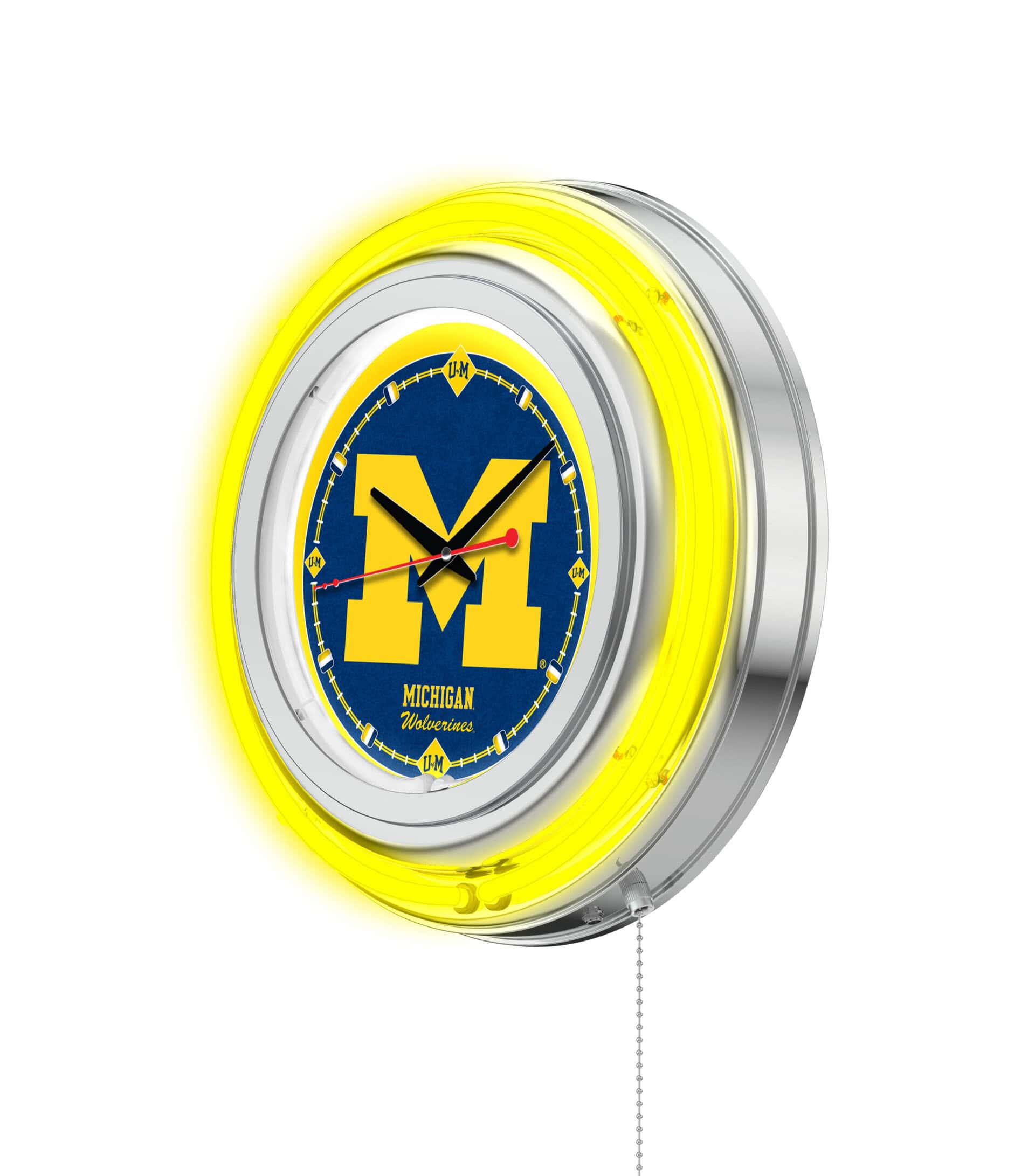 University of Michigan 15-Inch Neon Logo Clock in Chrome 7 University of Michigan 15-Inch Neon Logo Clock in Chrome