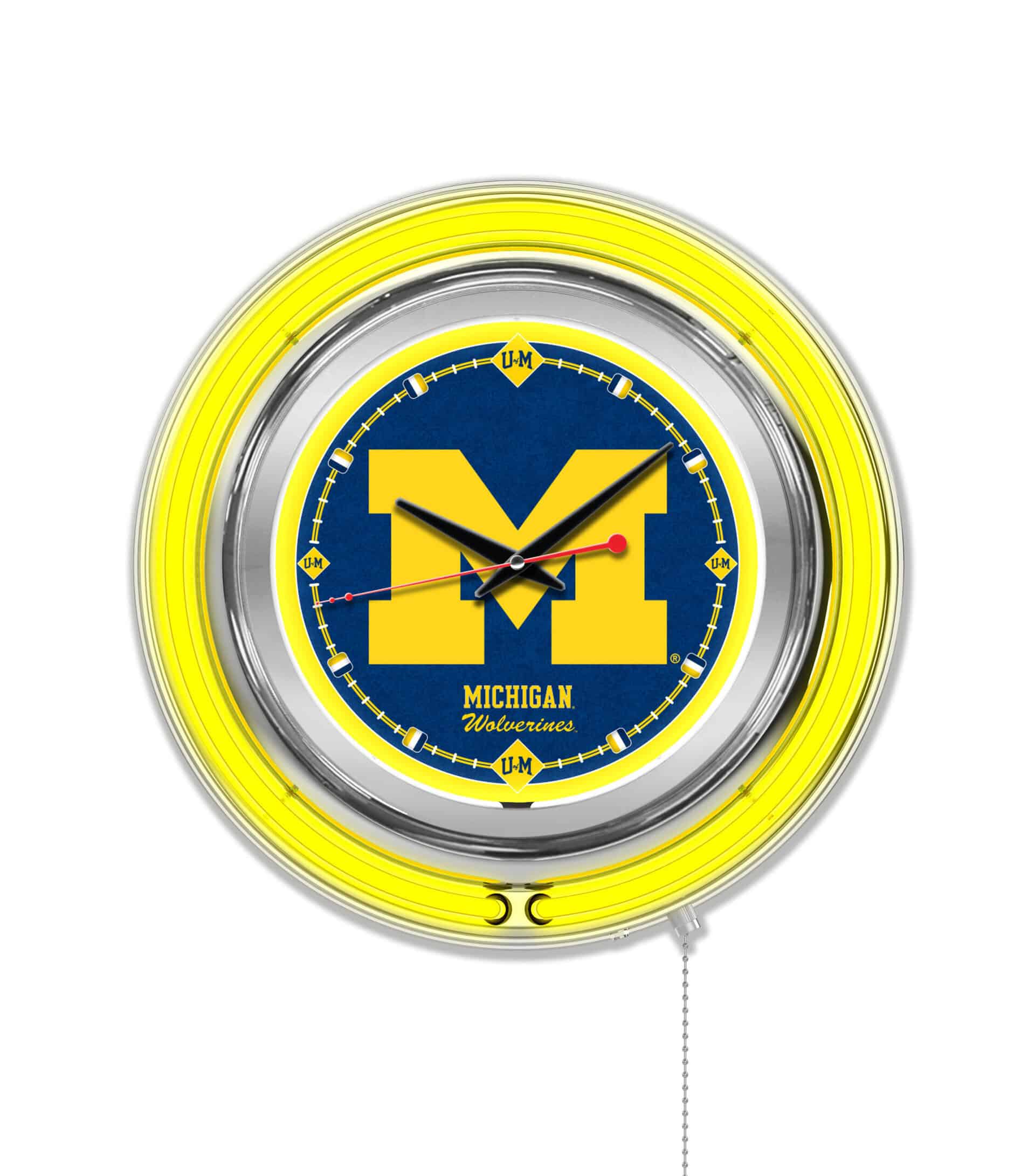 University of Michigan 15-Inch Neon Logo Clock in Chrome 6 University of Michigan 15-Inch Neon Logo Clock in Chrome