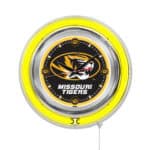 University of Missouri 15-Inch Neon Logo Clock in Chrome