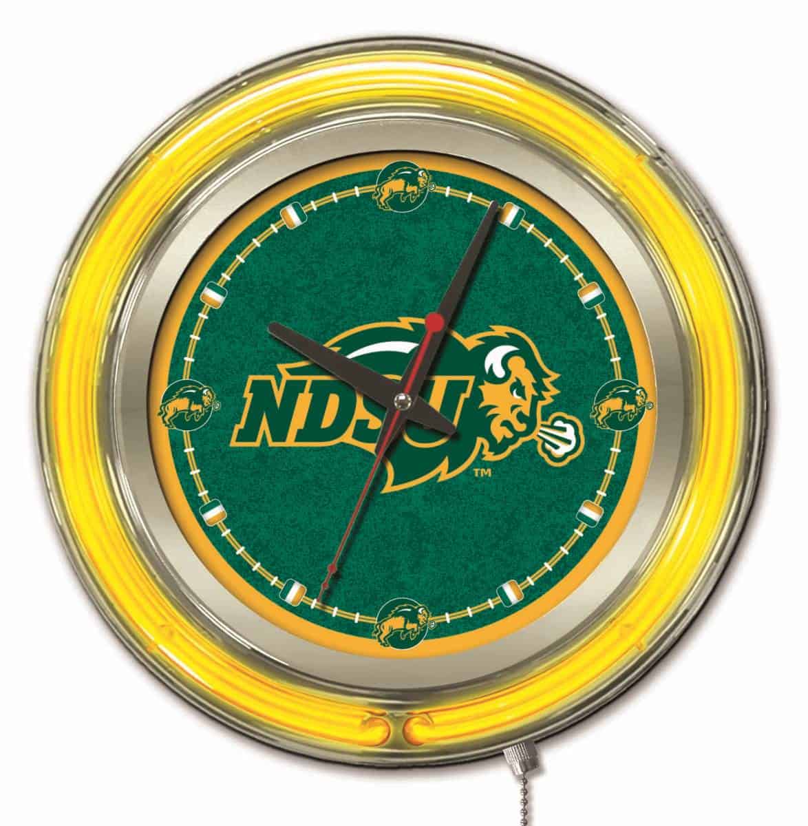 North Dakota State University 15-Inch Neon Logo Clock in Chrome 1 North Dakota State University 15-Inch Neon Logo Clock in Chrome