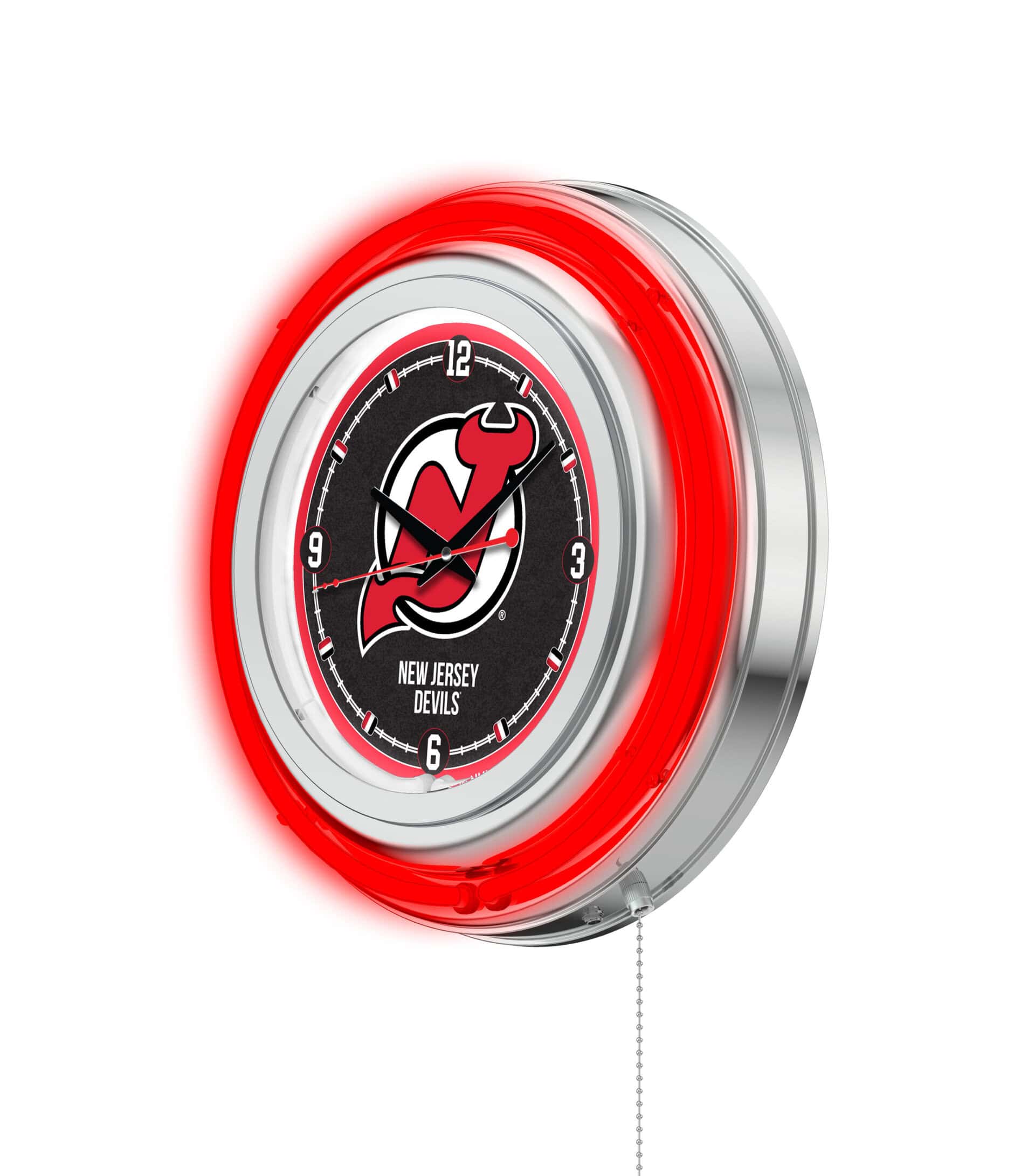 New Jersey Devils 15-Inch Neon Logo Clock in Chrome 7 New Jersey Devils 15-Inch Neon Logo Clock in Chrome