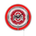 Ohio State University 15-Inch Neon Logo Clock in Chrome