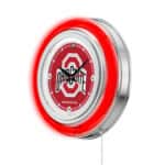 Ohio State University 15-Inch Neon Logo Clock in Chrome