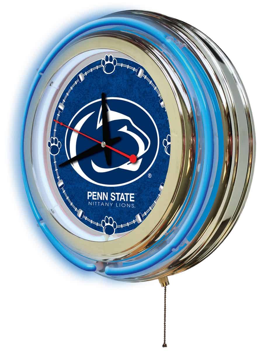 Pennsylvania State University 15-Inch Neon Logo Clock in Chrome 2 Pennsylvania State University 15-Inch Neon Logo Clock in Chrome - Image 2