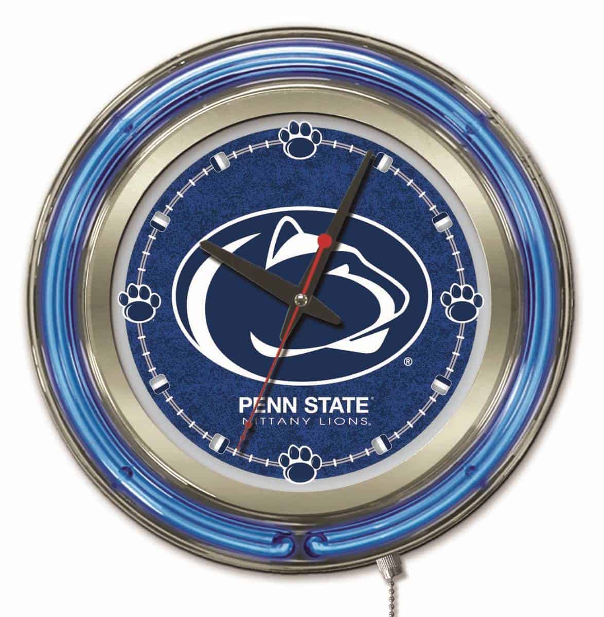 Pennsylvania State University 15-Inch Neon Logo Clock in Chrome 1 Pennsylvania State University 15-Inch Neon Logo Clock in Chrome