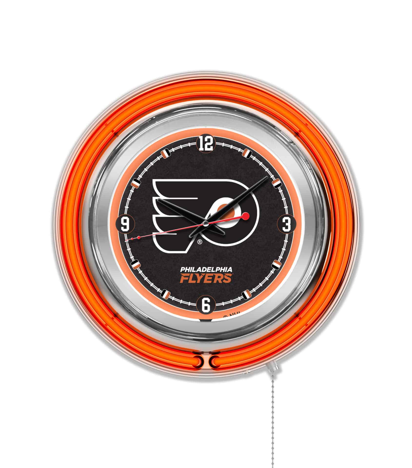 Philadelphia Flyers 15-Inch Neon Logo Clock in Chrome 1 Philadelphia Flyers 15-Inch Neon Logo Clock in Chrome