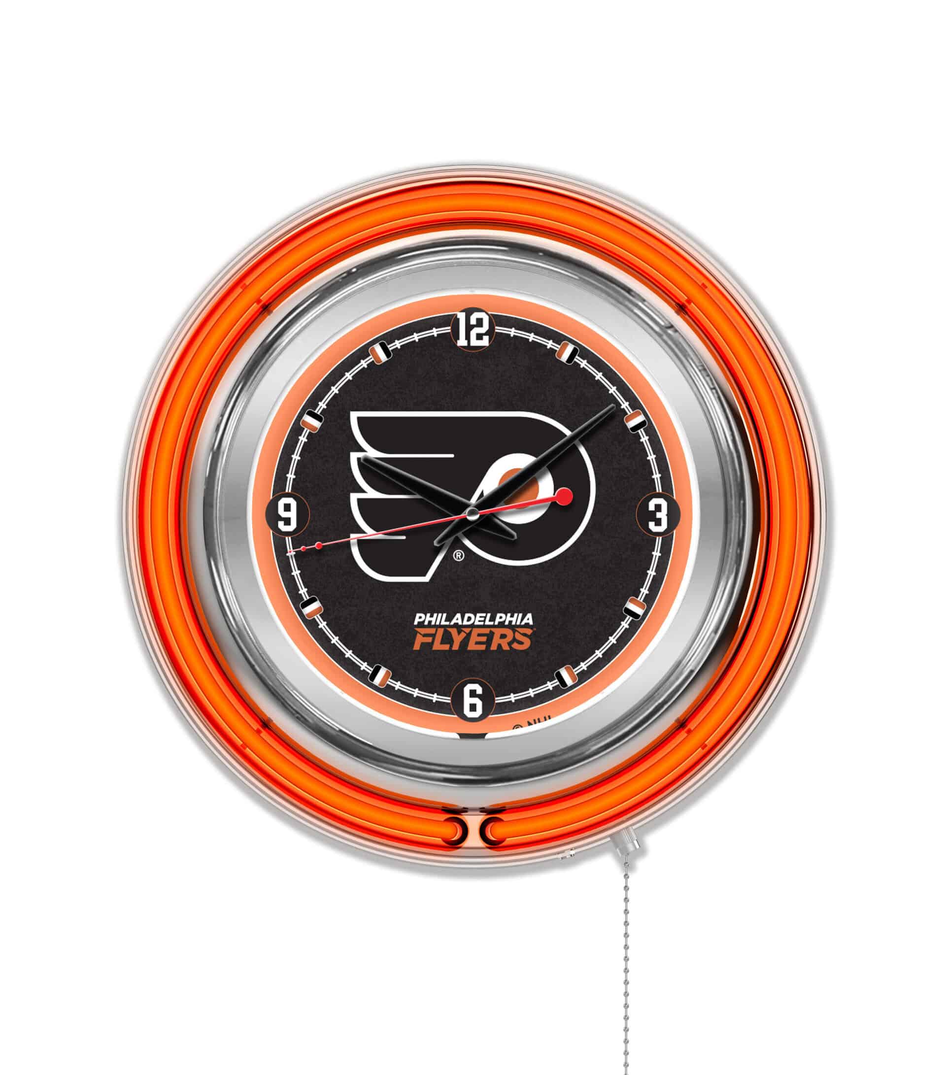 Philadelphia Flyers 15-Inch Neon Logo Clock in Chrome 6 Philadelphia Flyers 15-Inch Neon Logo Clock in Chrome