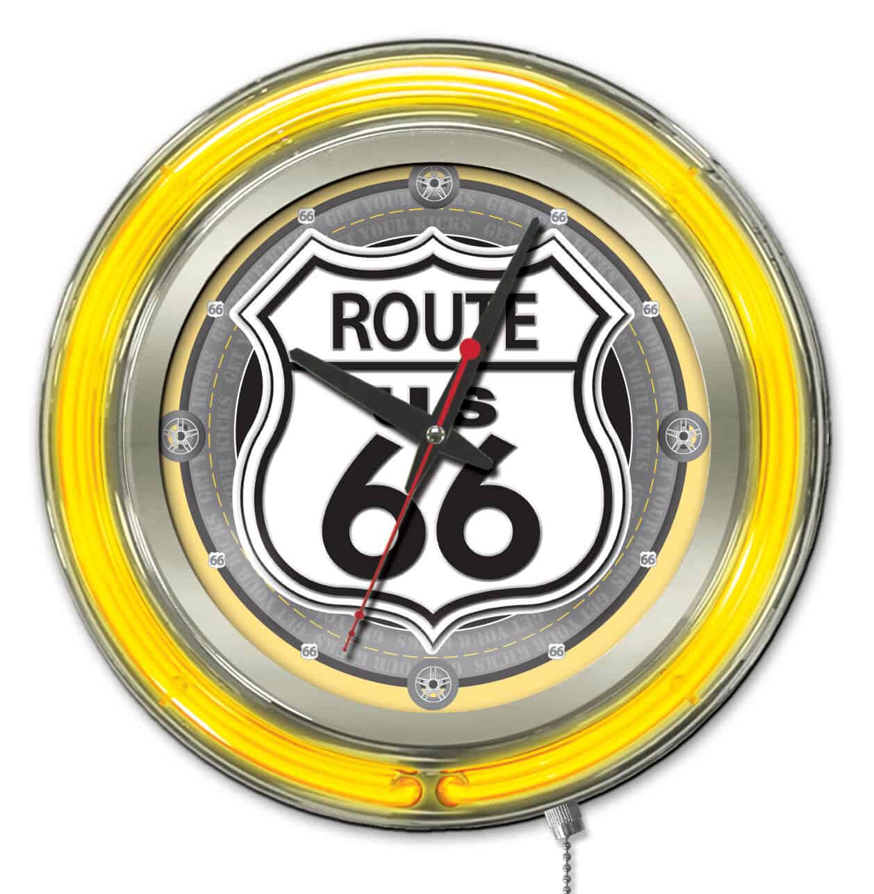 Route 66 15-Inch Neon Logo Clock in Chrome 1 Route 66 15-Inch Neon Logo Clock in Chrome