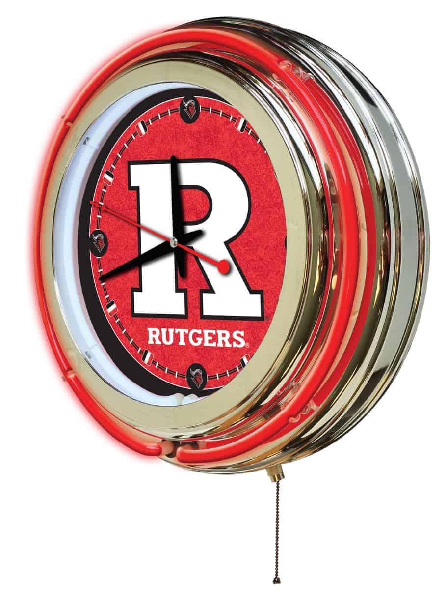 Rutgers 15-Inch Neon Logo Clock in Chrome 2 Rutgers 15-Inch Neon Logo Clock in Chrome - Image 2