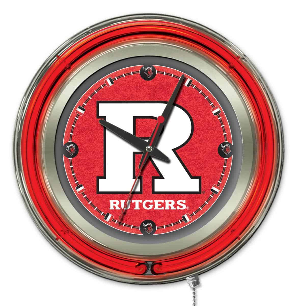 Rutgers 15-Inch Neon Logo Clock in Chrome 1 Rutgers 15-Inch Neon Logo Clock in Chrome