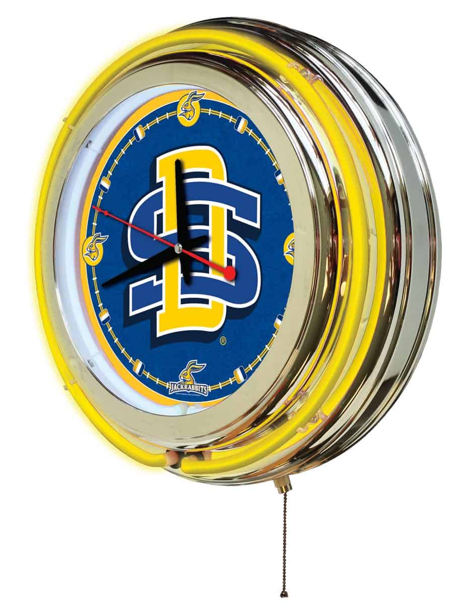 South Dakota State University 15-Inch Neon Logo Clock in Chrome 2 South Dakota State University 15-Inch Neon Logo Clock in Chrome - Image 2
