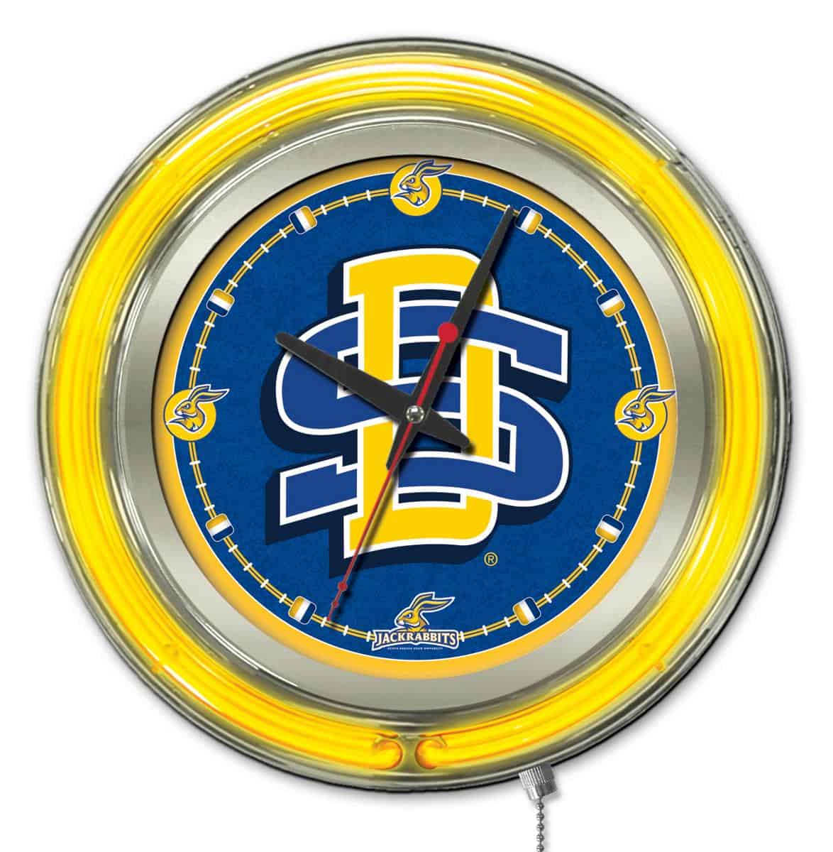 South Dakota State University 15-Inch Neon Logo Clock in Chrome 1 South Dakota State University 15-Inch Neon Logo Clock in Chrome