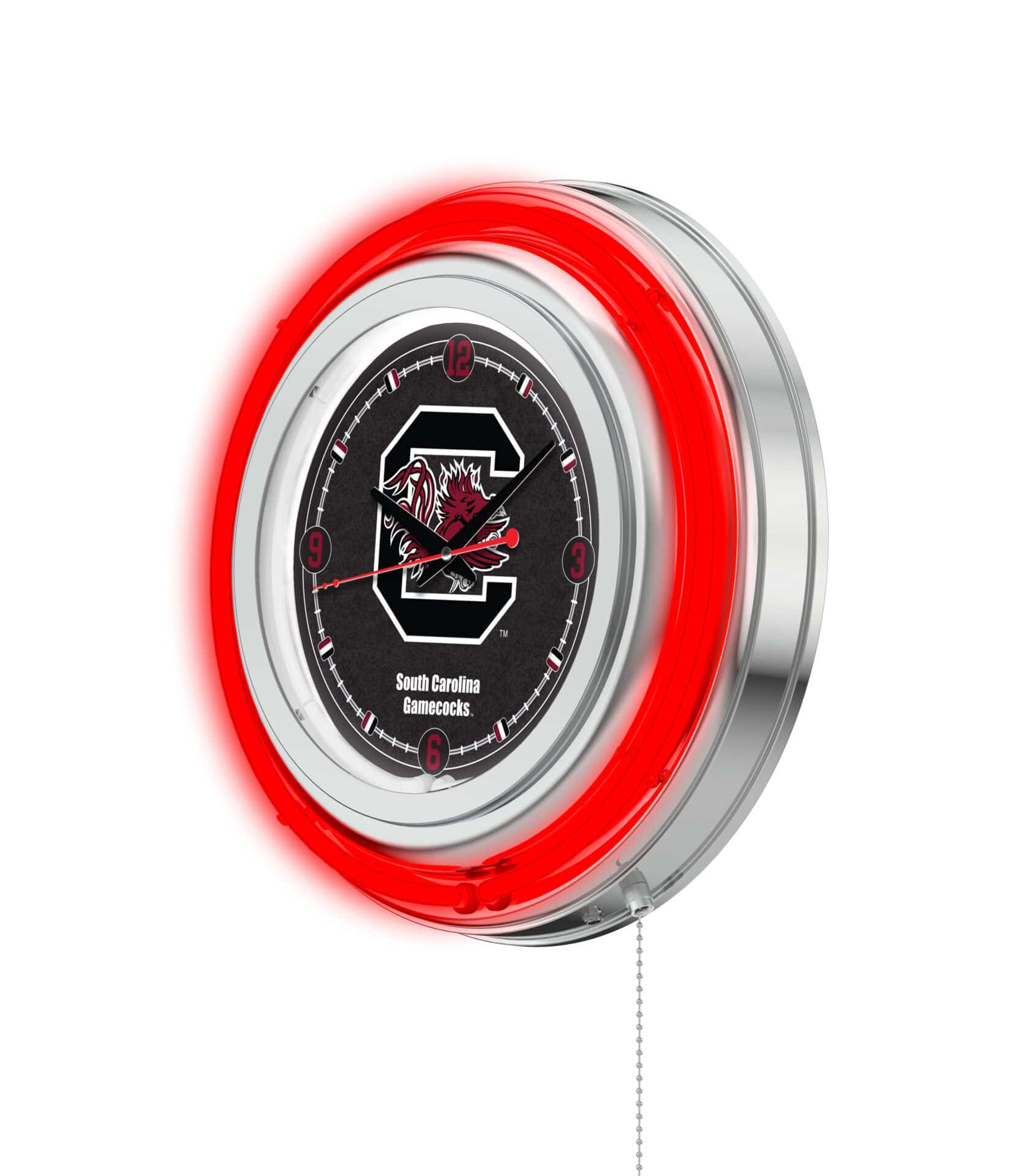 University of South Carolina 15-Inch Neon Logo Clock in Chrome 2 University of South Carolina 15-Inch Neon Logo Clock in Chrome - Image 2